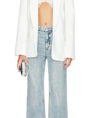 Alice + Olivia Pale Wash Wide Leg Jeans